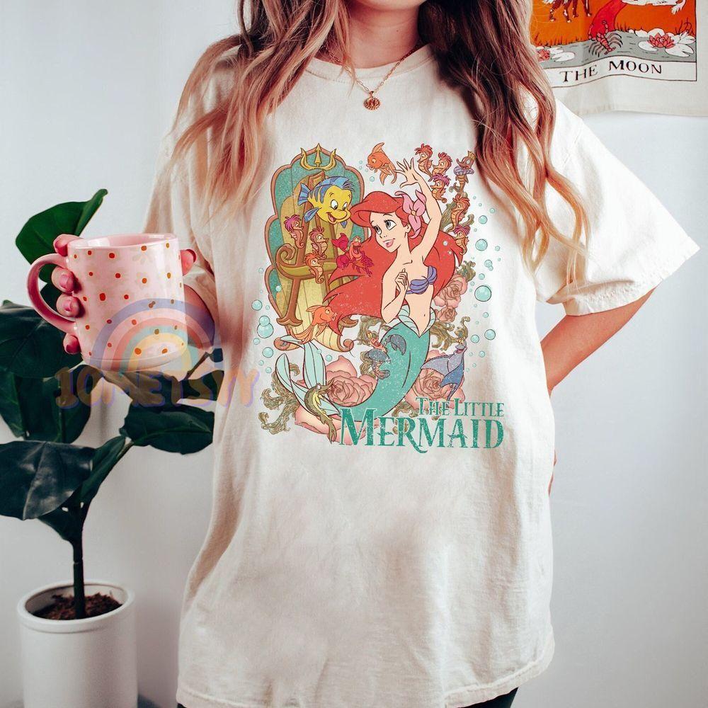 The Little Mermaid Ariel And Flounder Bubble Disney Vuitino Shirt